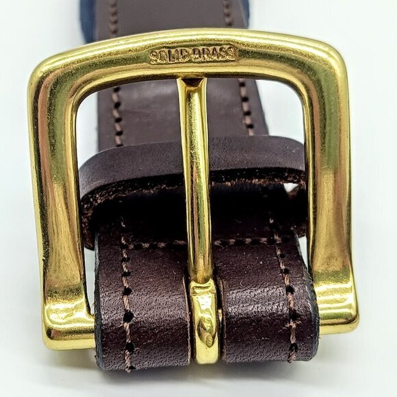 Vineyard Vines Navy Blue Canvas Lighthouse Leather Trim Belt - Picture 3 of 7